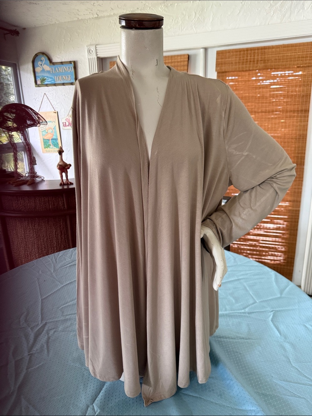 Karen Scott Taupe Open-Front Drape Cardigan